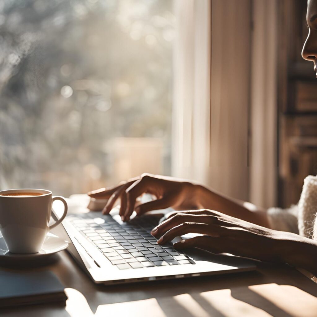 Woman working remotely