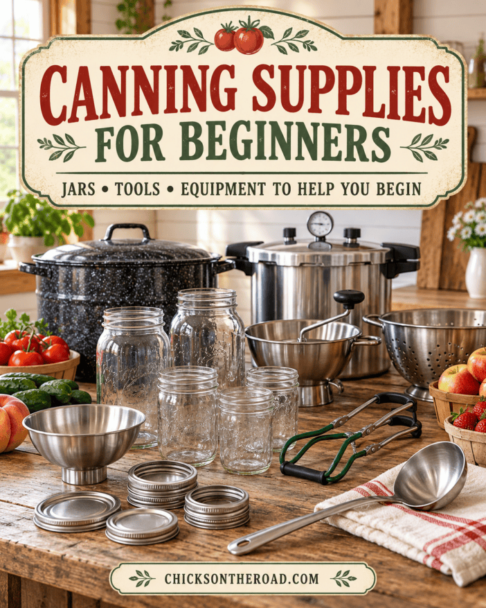 a photo of a group of supplies needed for the beginning canner